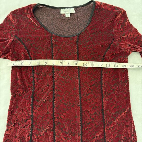 Vintage Red Black Velvet Burnout Top S Whimsigoth Witchy Fairy Holiday Y2K - Picture 12 of 15